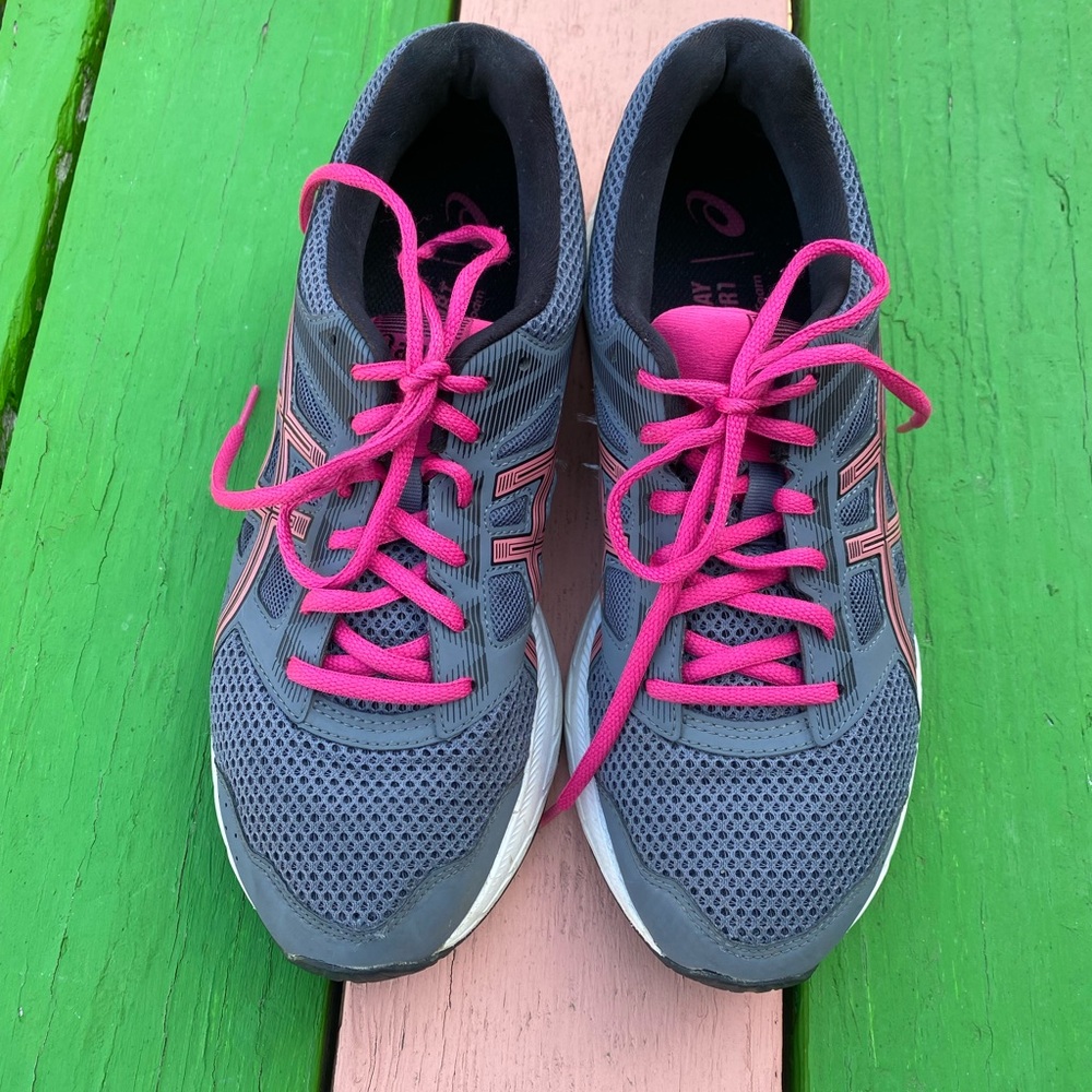Asics Women's Gray and Pink Running Shoes